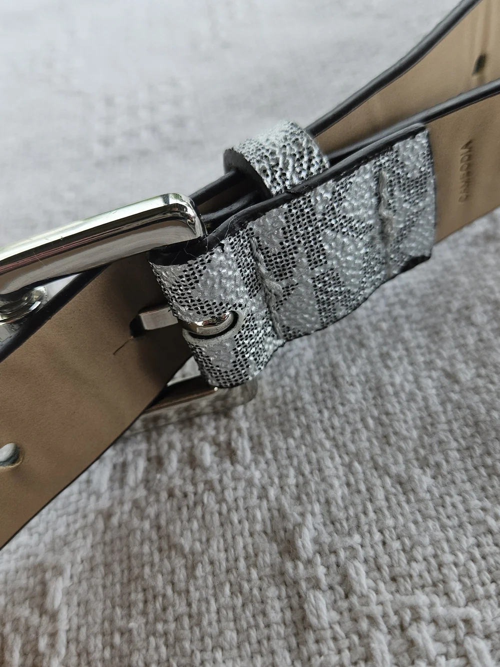 Silver Metallic Belt Bag Micheal Kors Festival Leather